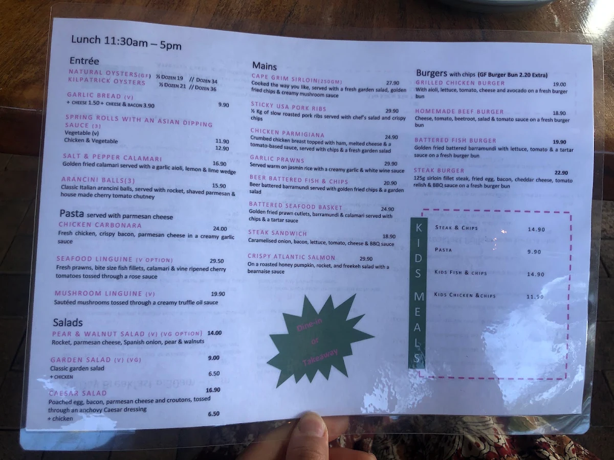 Menu, Sidewalk Cafe
