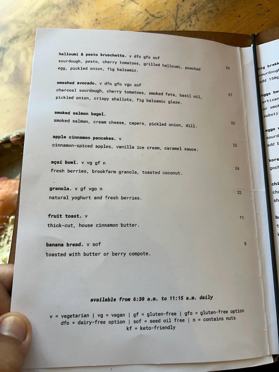Menu, Sidewalk Cafe