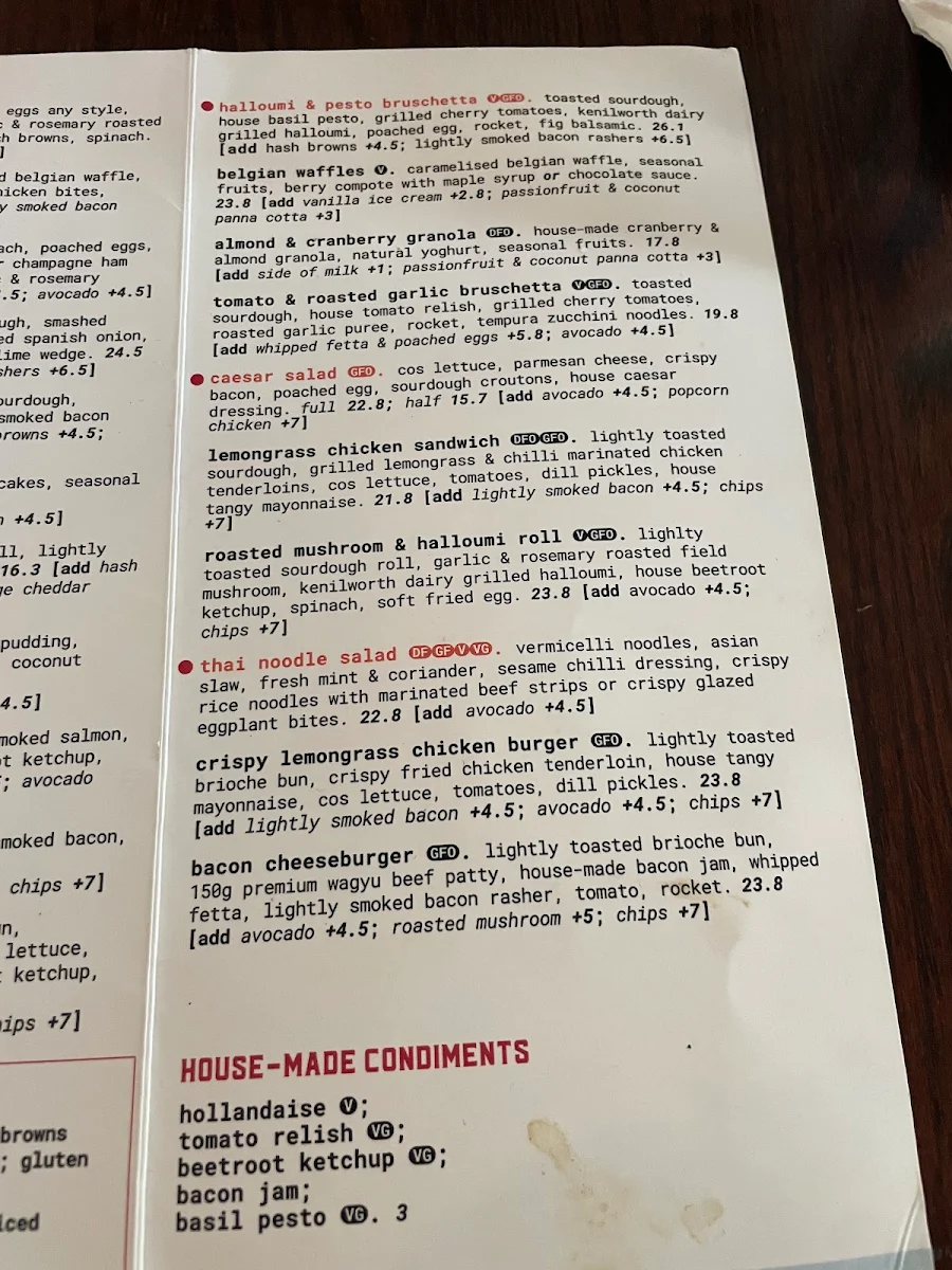 Menu, Sidewalk Cafe