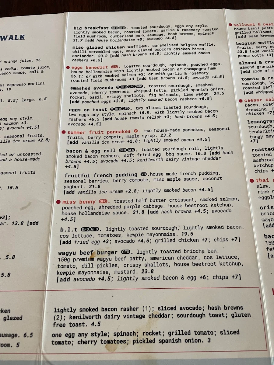 Menu, Sidewalk Cafe