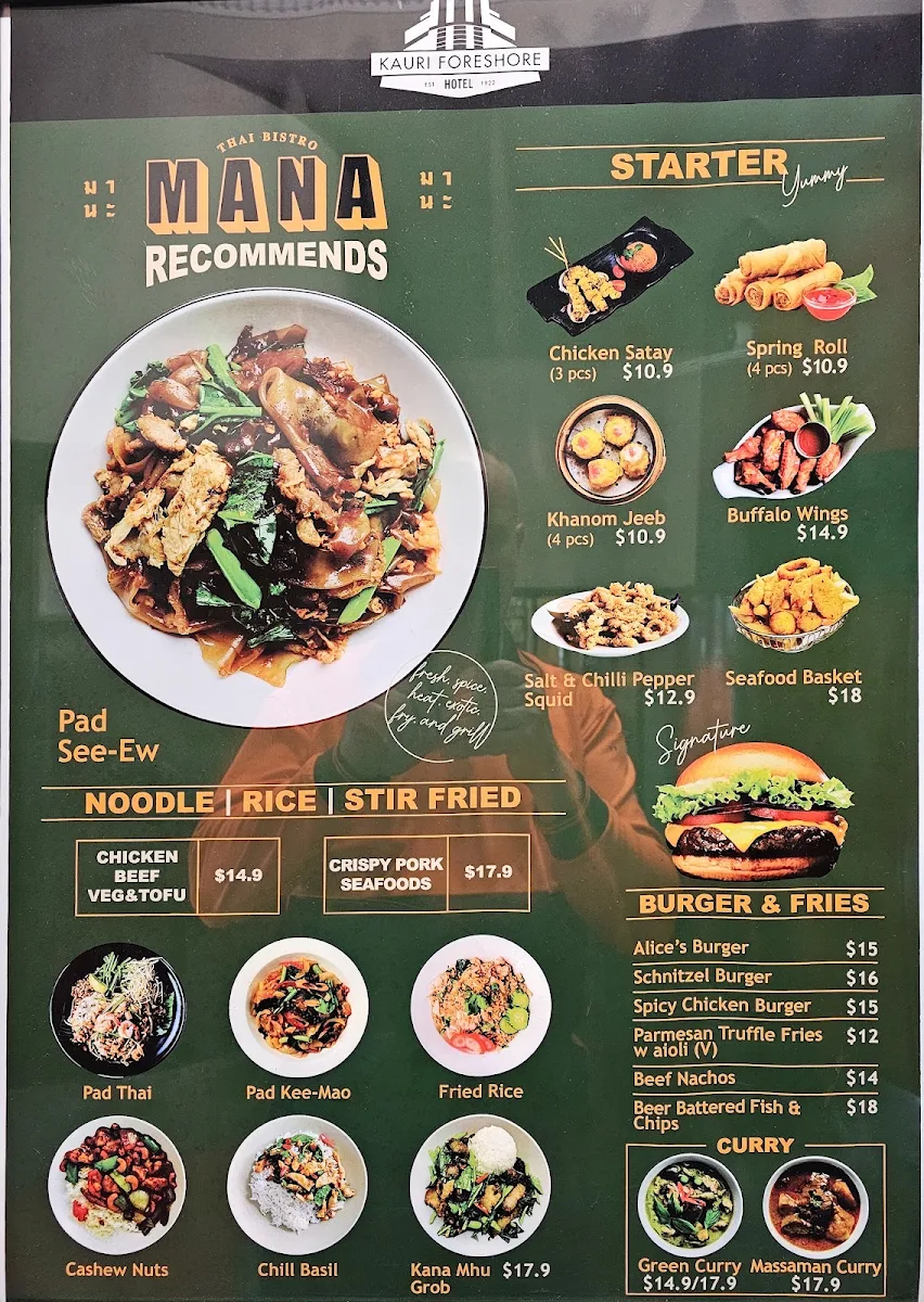 Menu, MANA Thai Bistro - Glebe