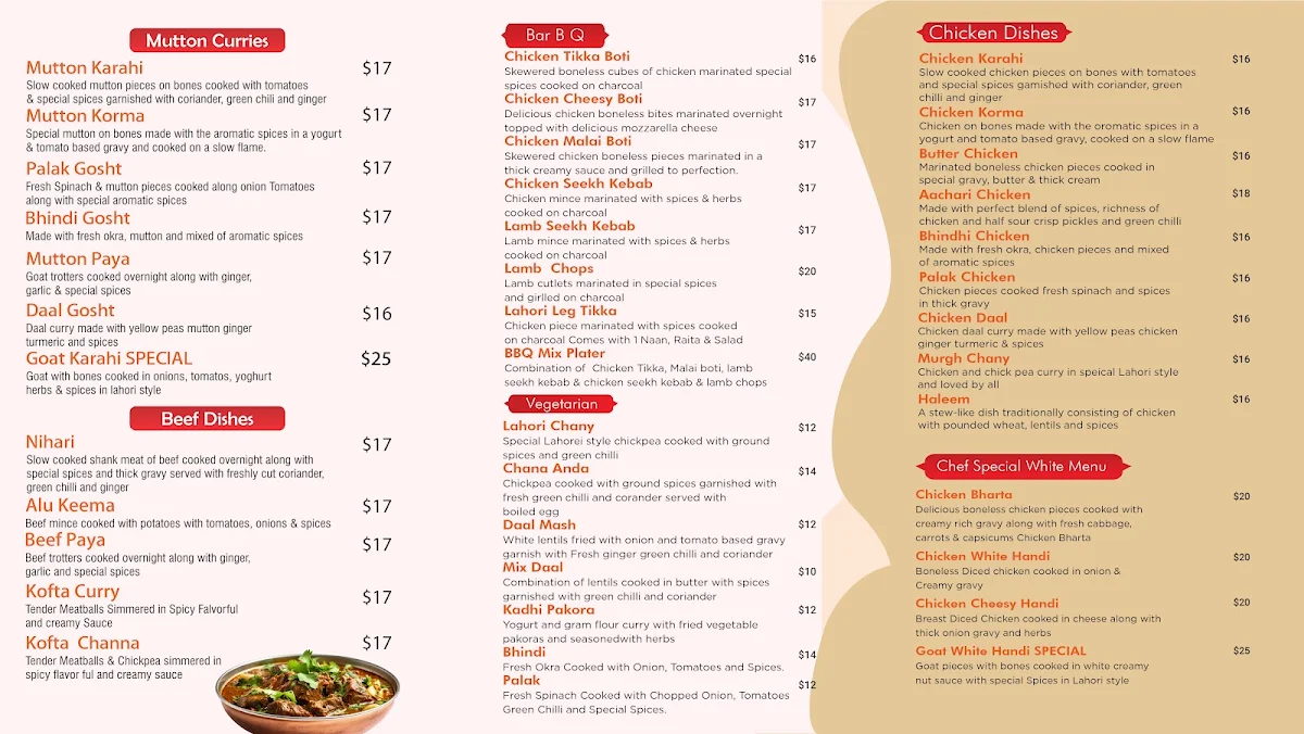 Menu, Fawkner Kebab House