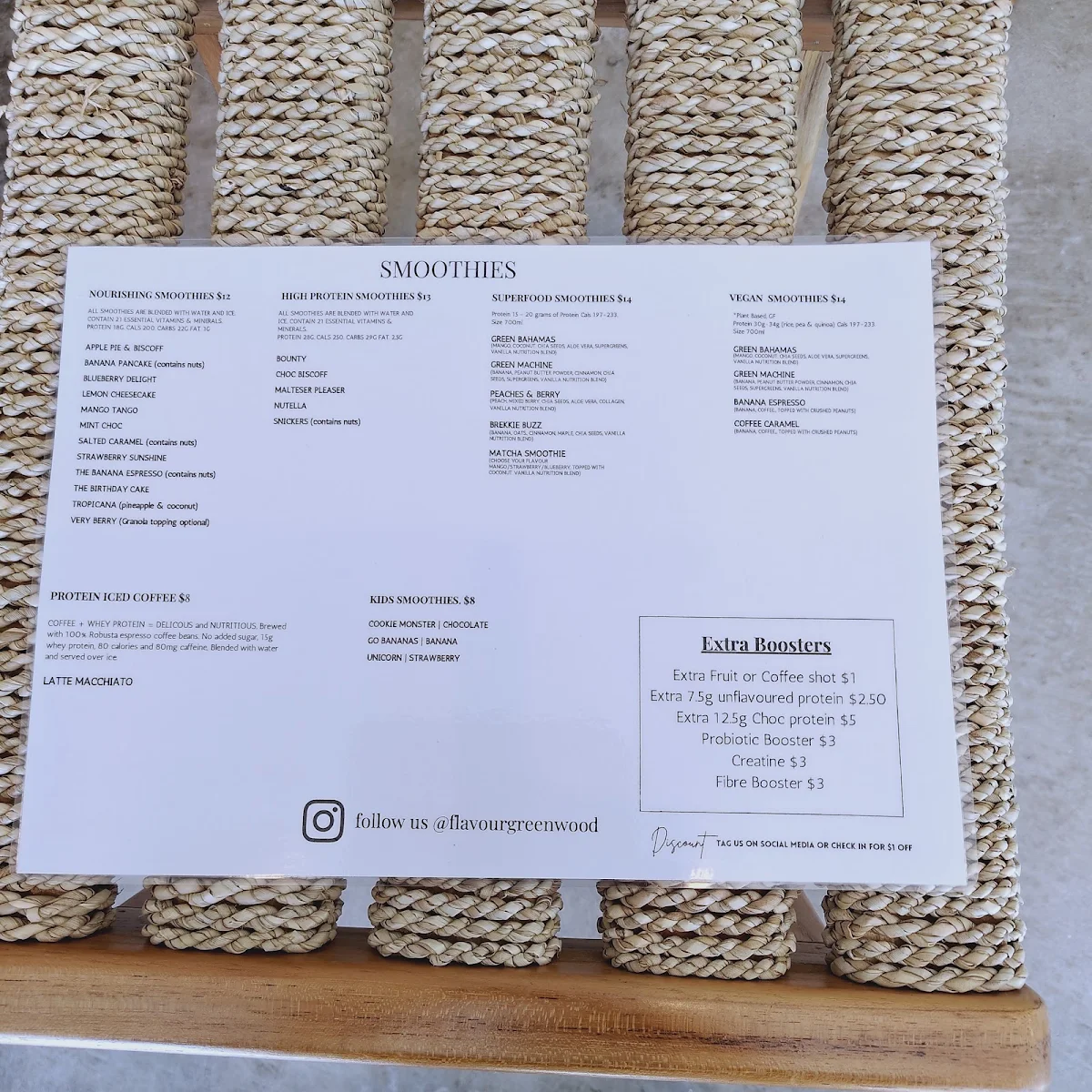 Menu, Flavour