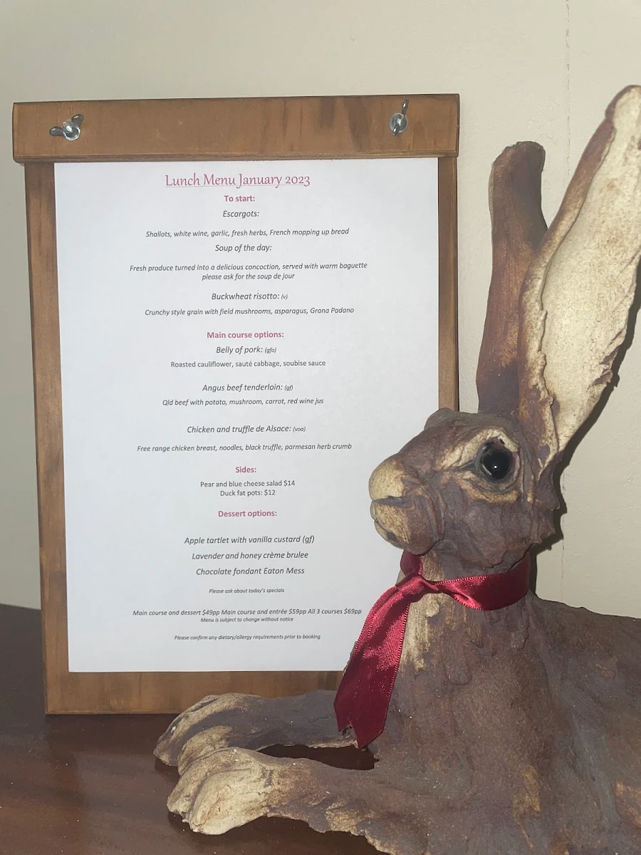 Menu, Two Small Rooms Restaurant