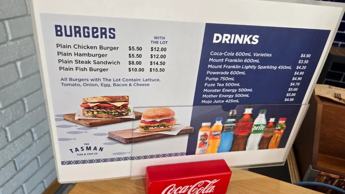 Menu, The Tasman Fish & Chip Co