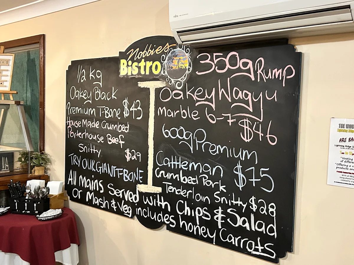 Menu, Nobbies Bar & Grill