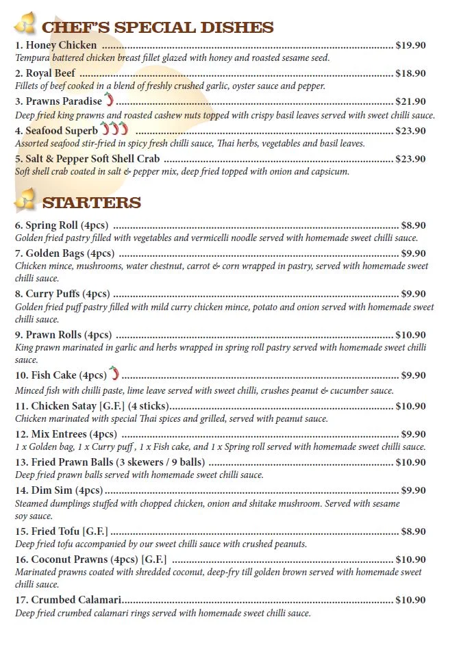 Menu, Thai Junction Kitchen - Everton Hills QLD