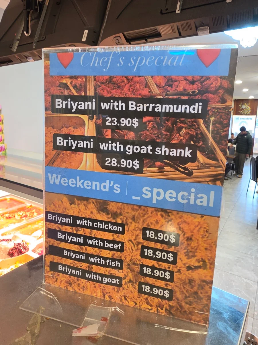 Menu, Nasi Kandar Penang Springvale