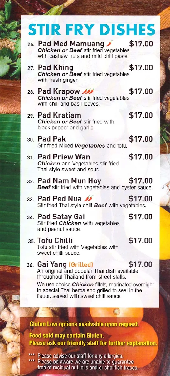 Menu, Thai On Thames Restaurant