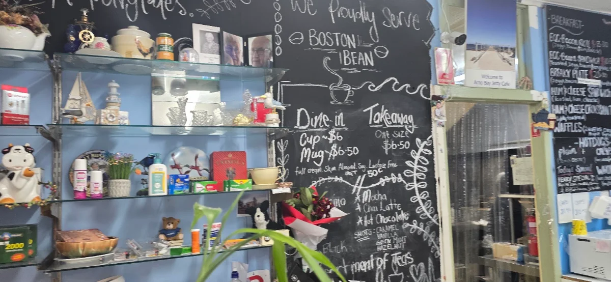 Menu, Arno Bay Jetty Cafe