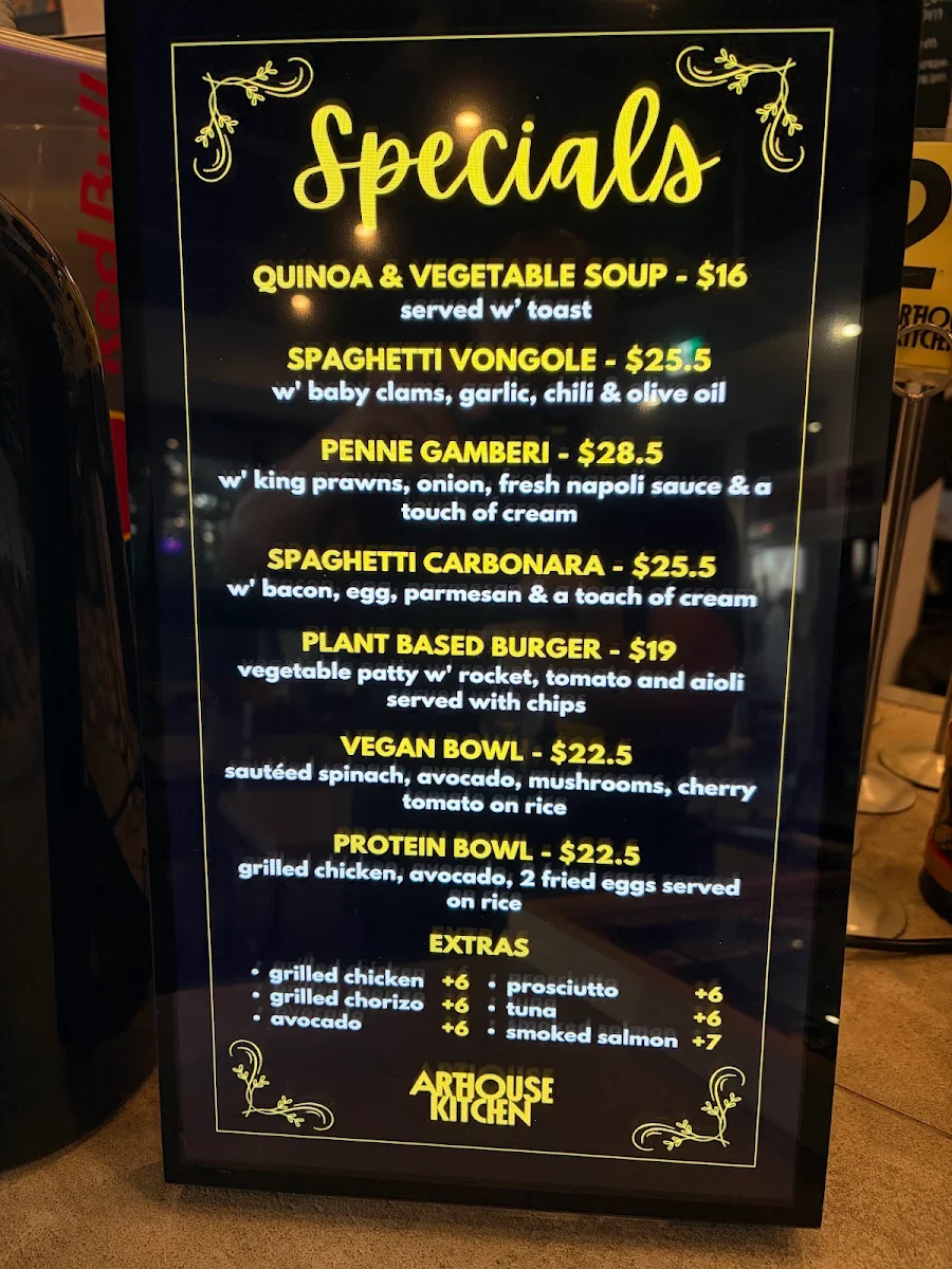 Menu, Arthouse Kitchen