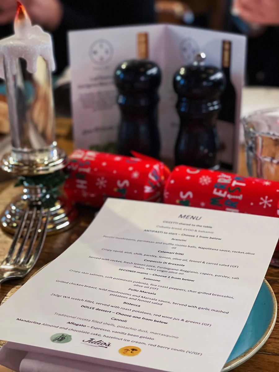 Menu, Julio's Italian Restaurant