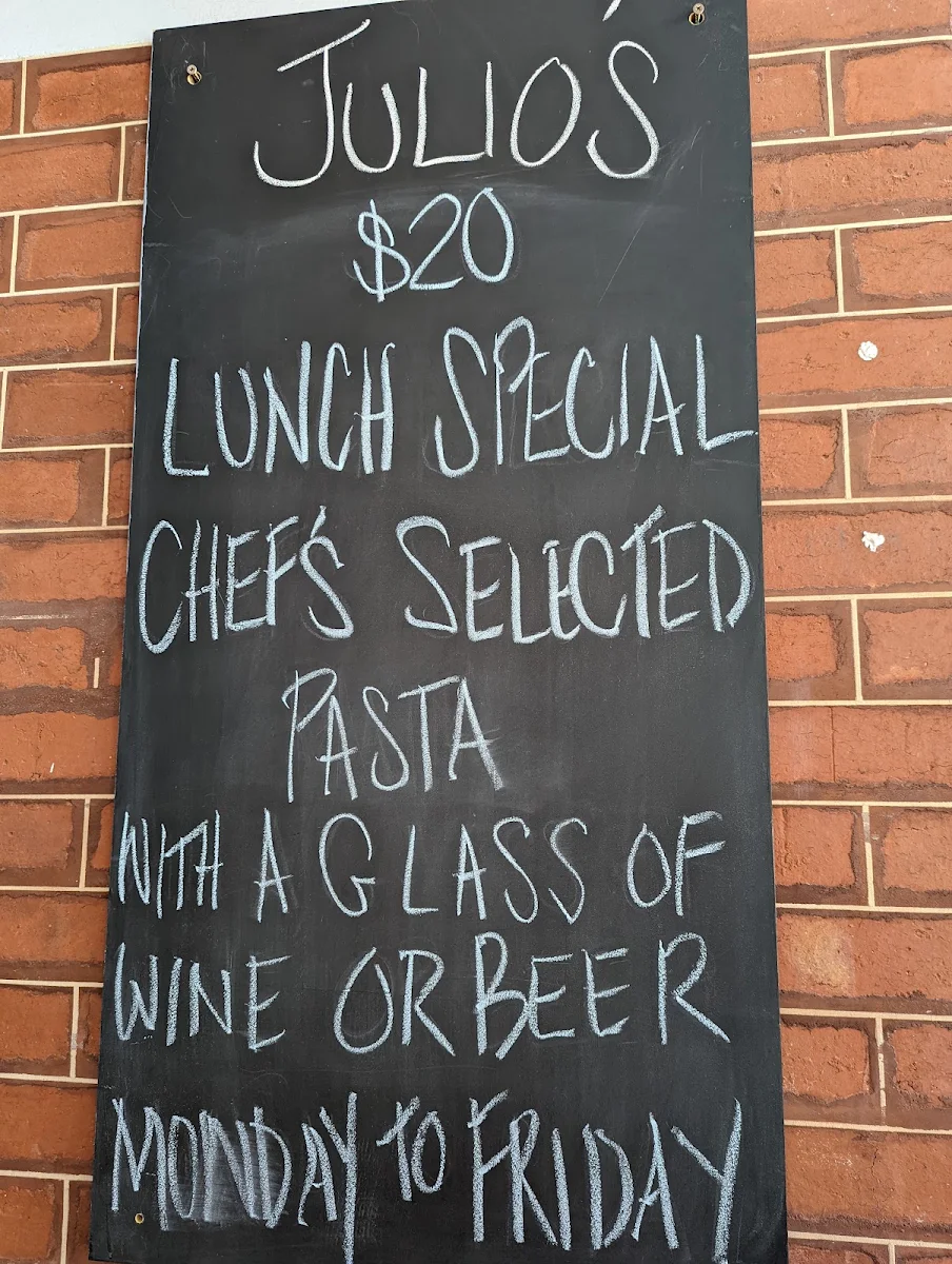 Menu, Julio's Italian Restaurant