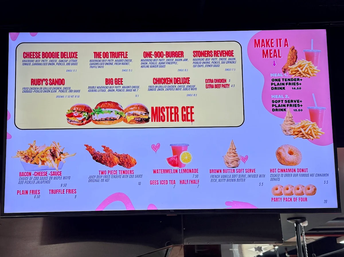 Menu, Mister Gee North Strathfield