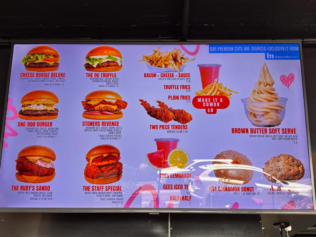 Menu, Mister Gee North Strathfield