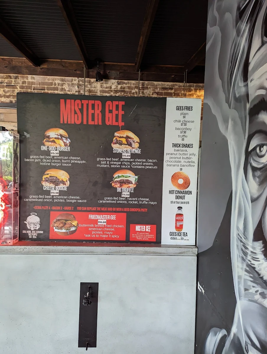 Menu, Mister Gee North Strathfield