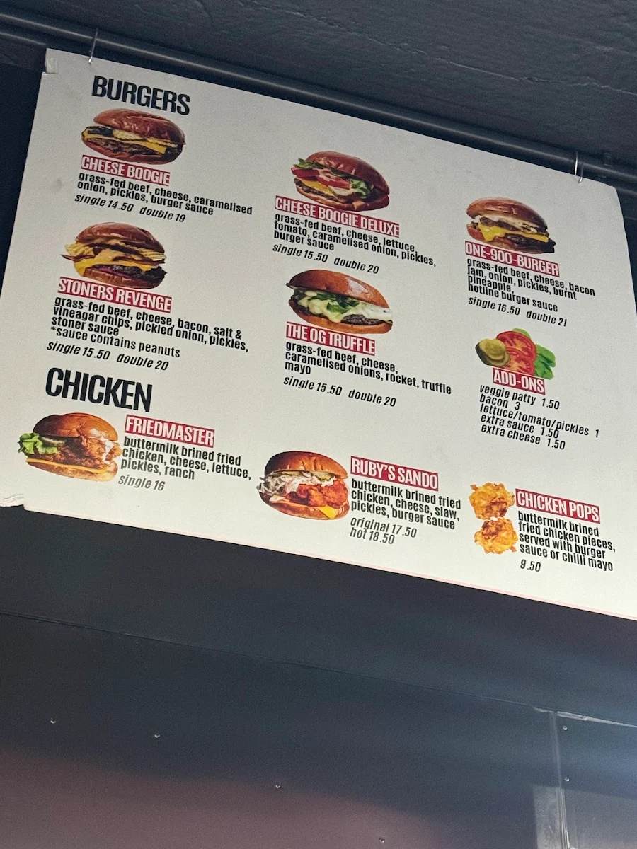 Menu, Mister Gee North Strathfield