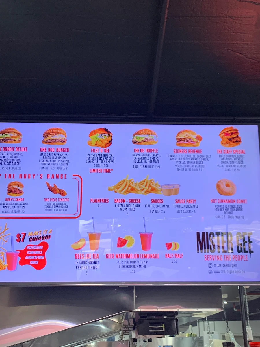 Menu, Mister Gee North Strathfield