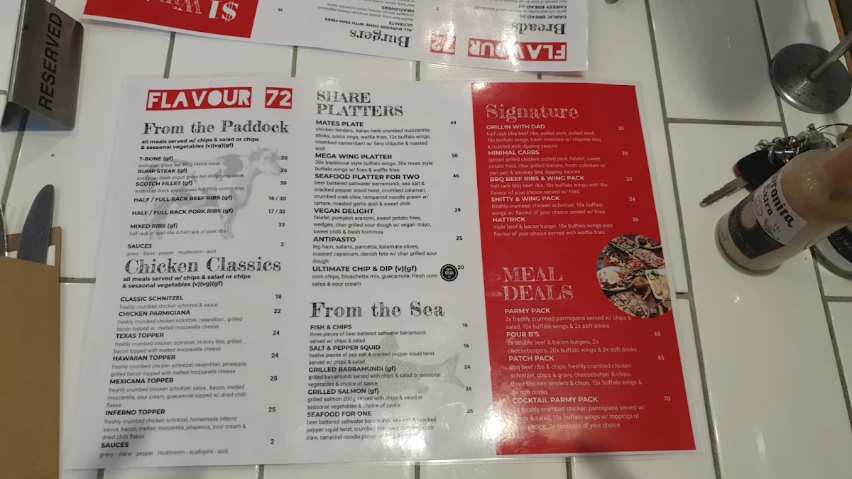 Menu, Postman's Tavern