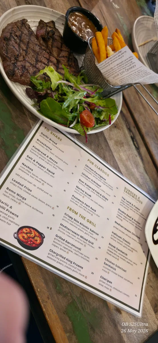 Menu, Postman's Tavern