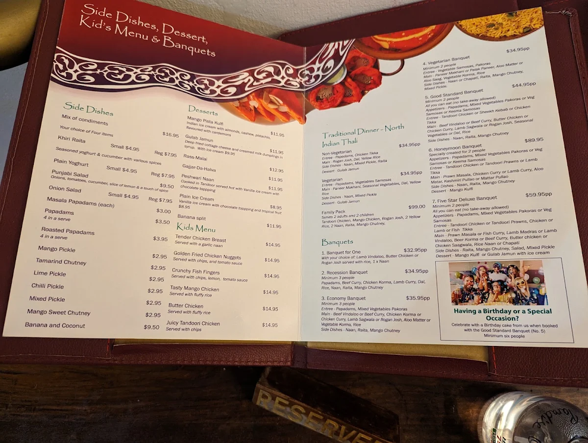 Menu, The Tandoori Place