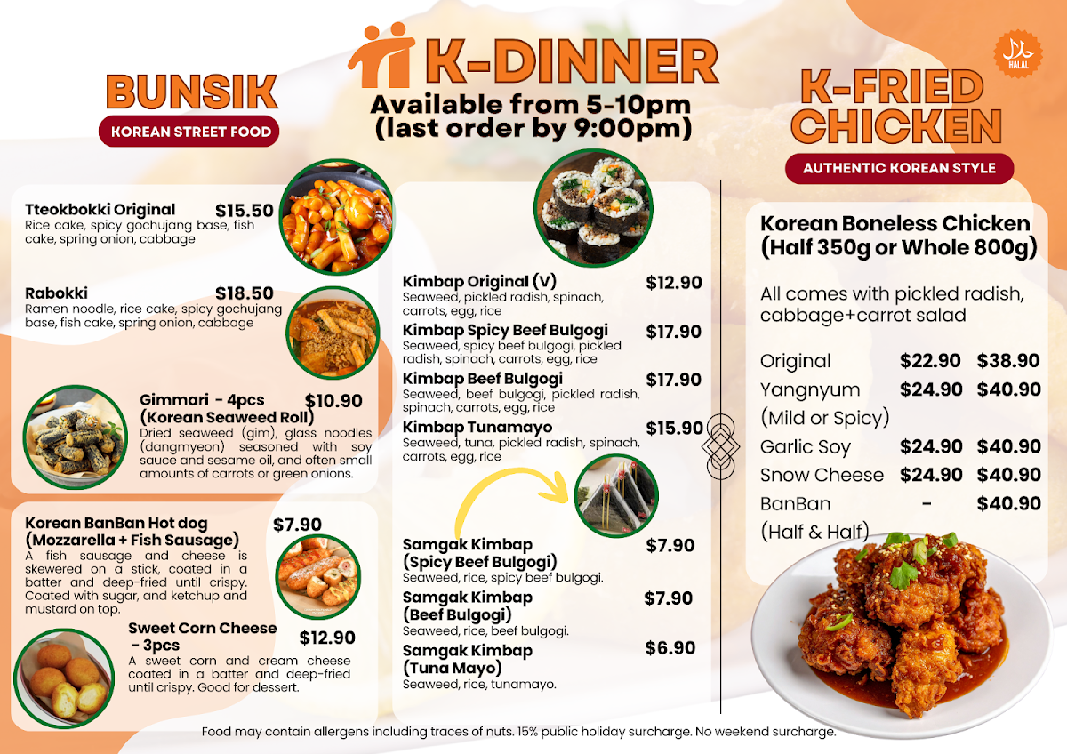 Menu, Chingoo Cafe