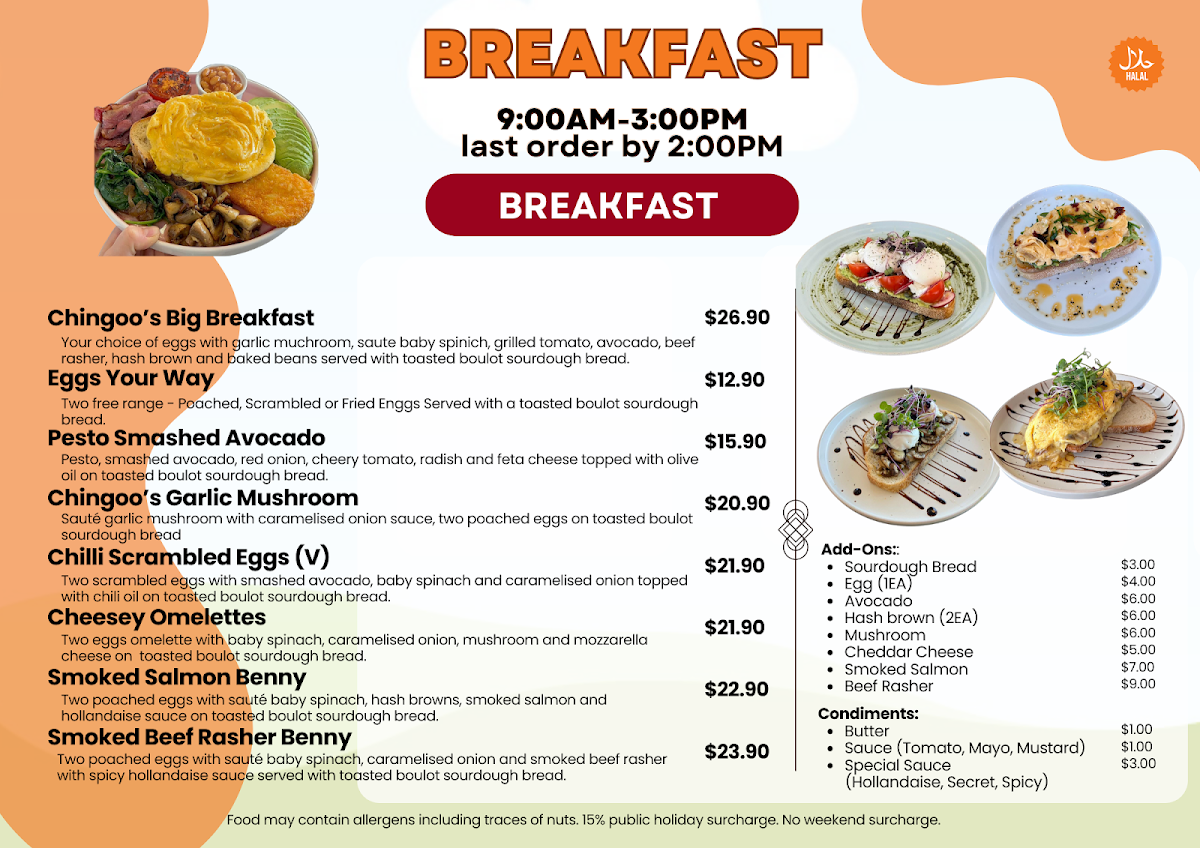 Menu, Chingoo Cafe
