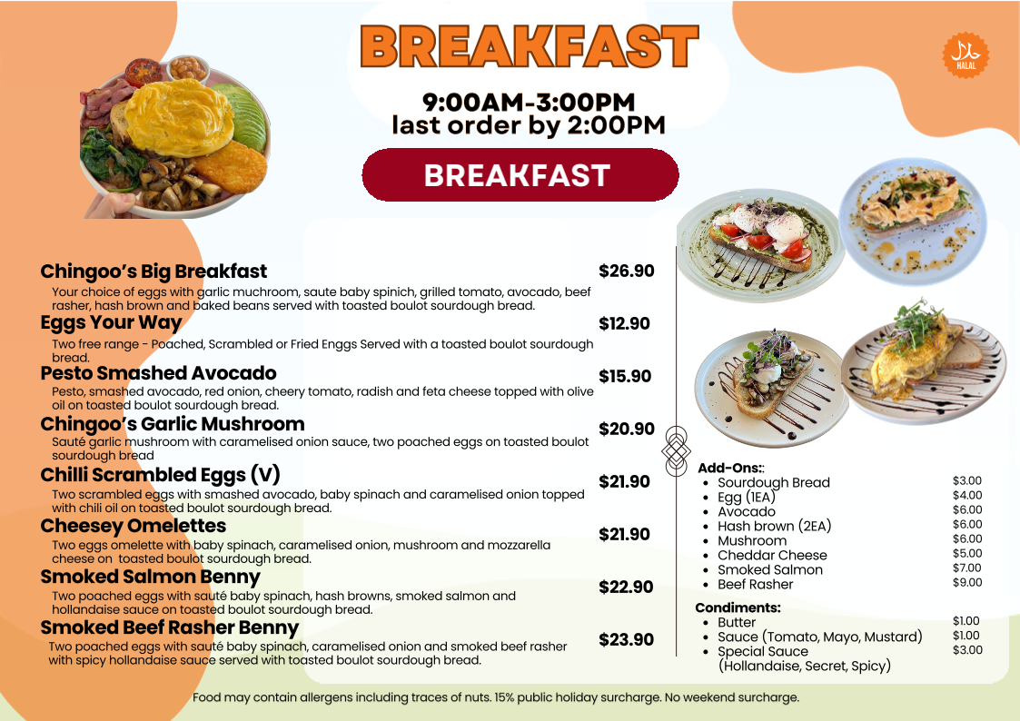 Menu, Chingoo Cafe