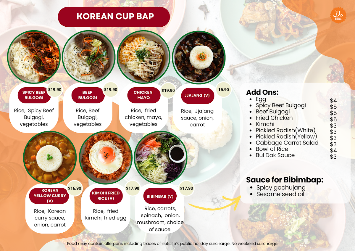 Menu, Chingoo Cafe