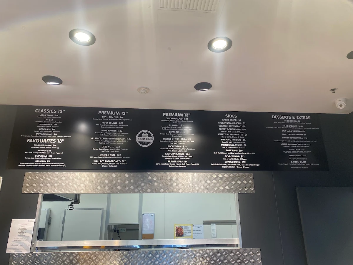 Menu, Dough Boys Pizza