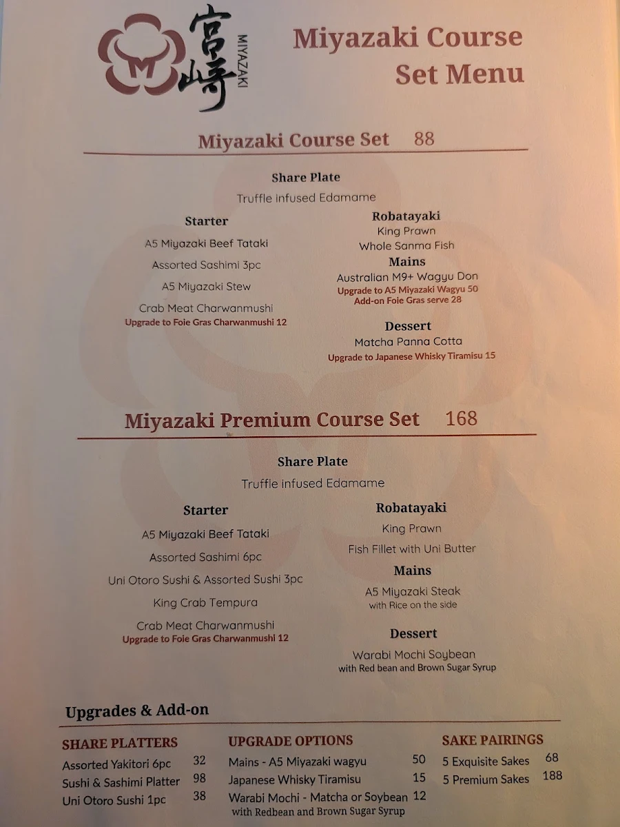 Menu, Izakaya Miyazaki