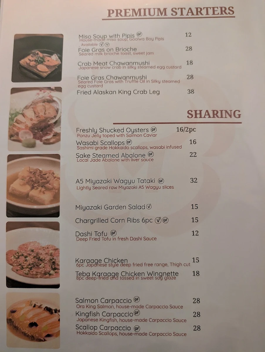 Menu, Izakaya Miyazaki