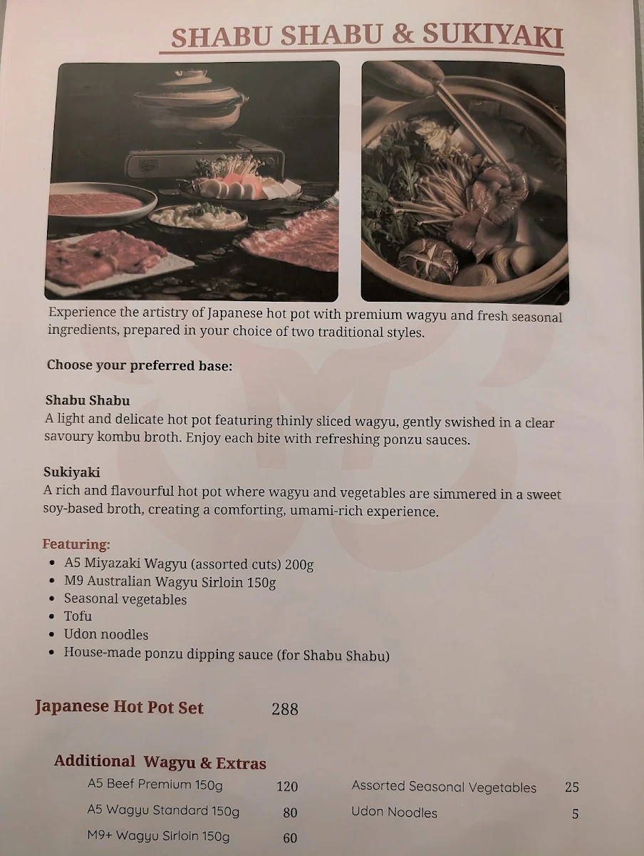 Menu, Izakaya Miyazaki