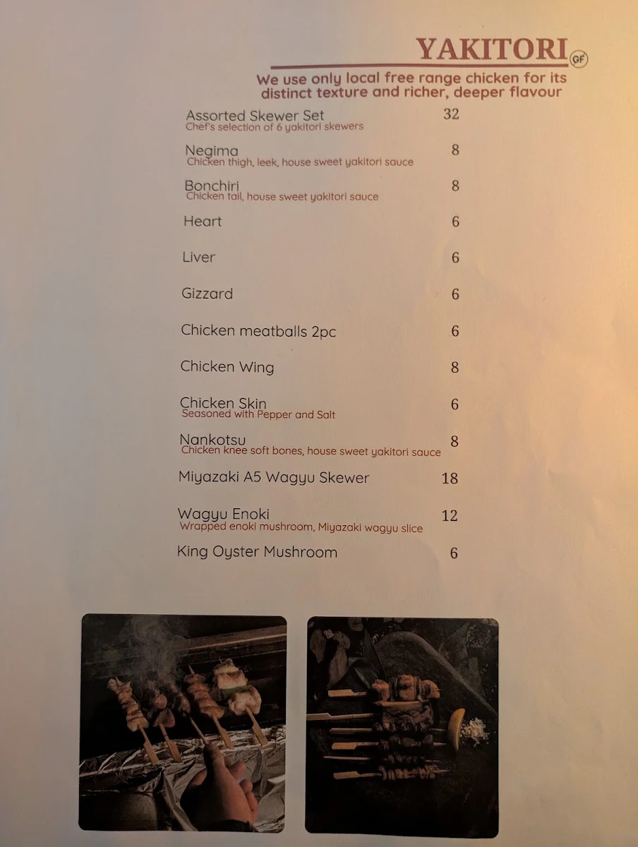 Menu, Izakaya Miyazaki