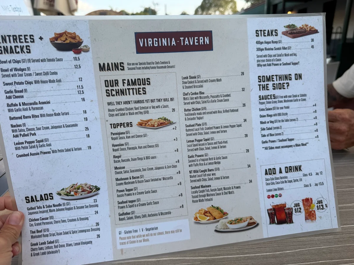 Menu, Virginia Tavern
