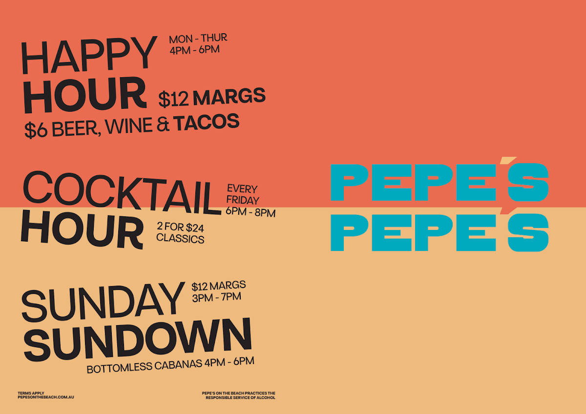 Menu, Pepe's On The Beach