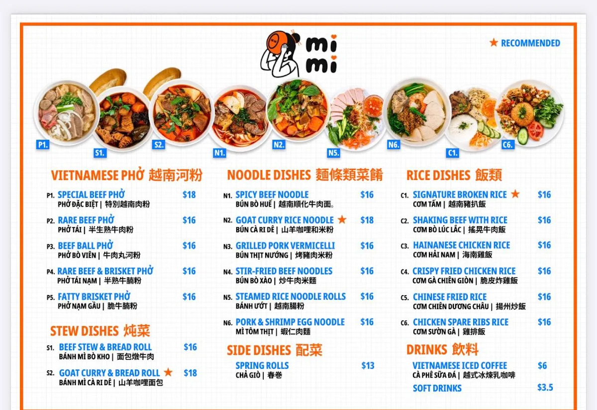 Menu, MIMI