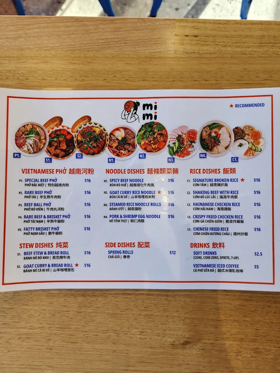 Menu, MIMI