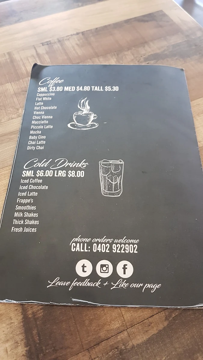 Menu, Cafe CINO