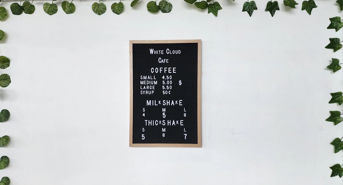 Menu, White Cloud Cafe