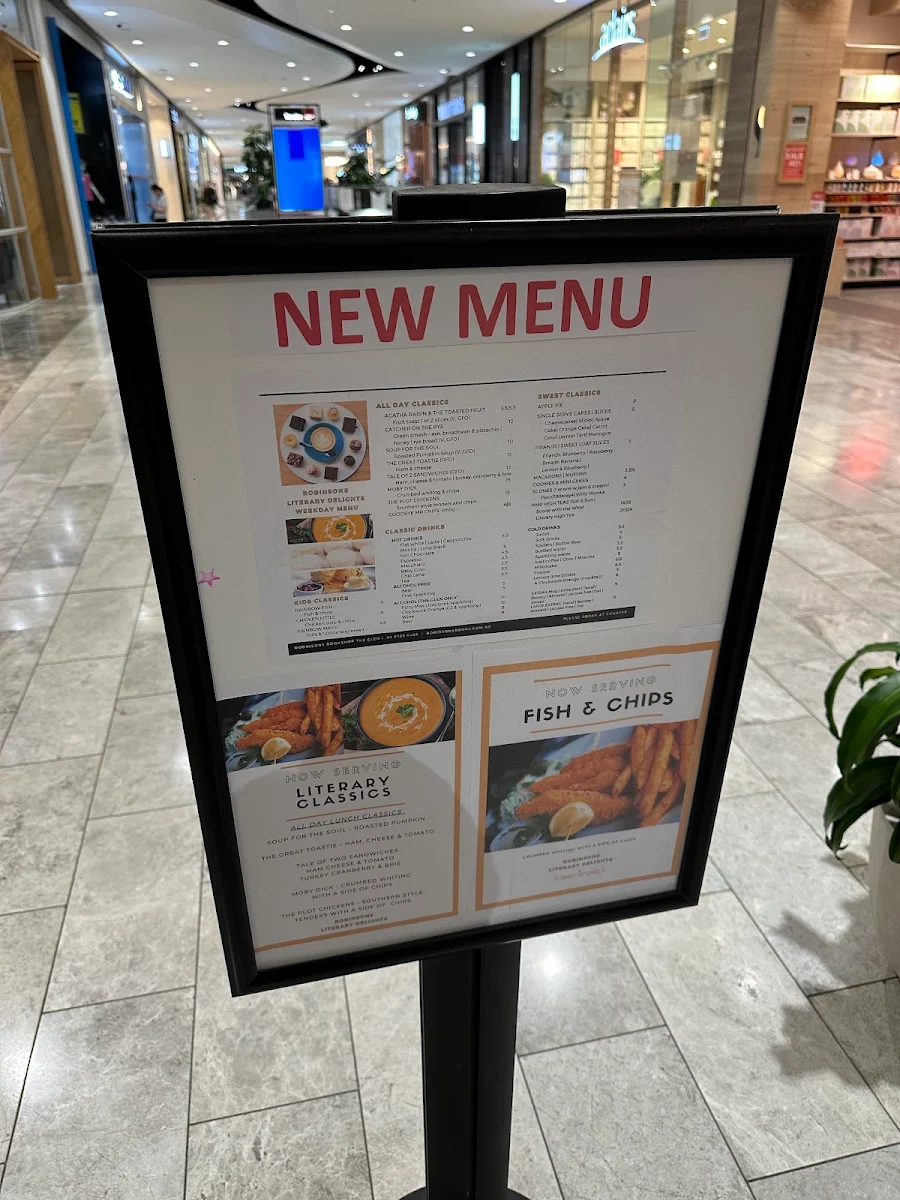 Menu, Robinsons Books Coffee Shop