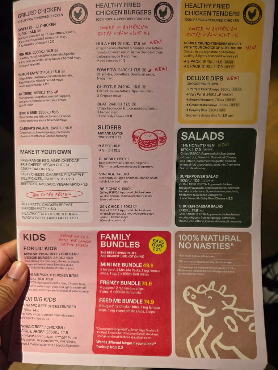 Menu, Grill'd Burgers - Blacktown