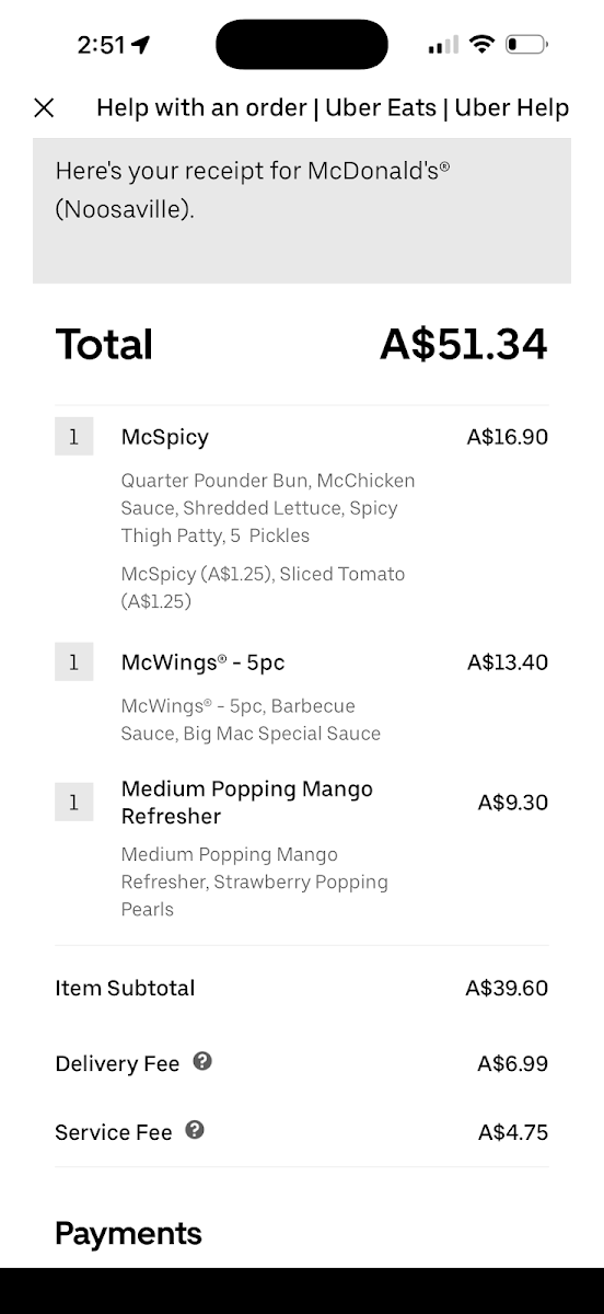 Menu, McDonald's Noosaville