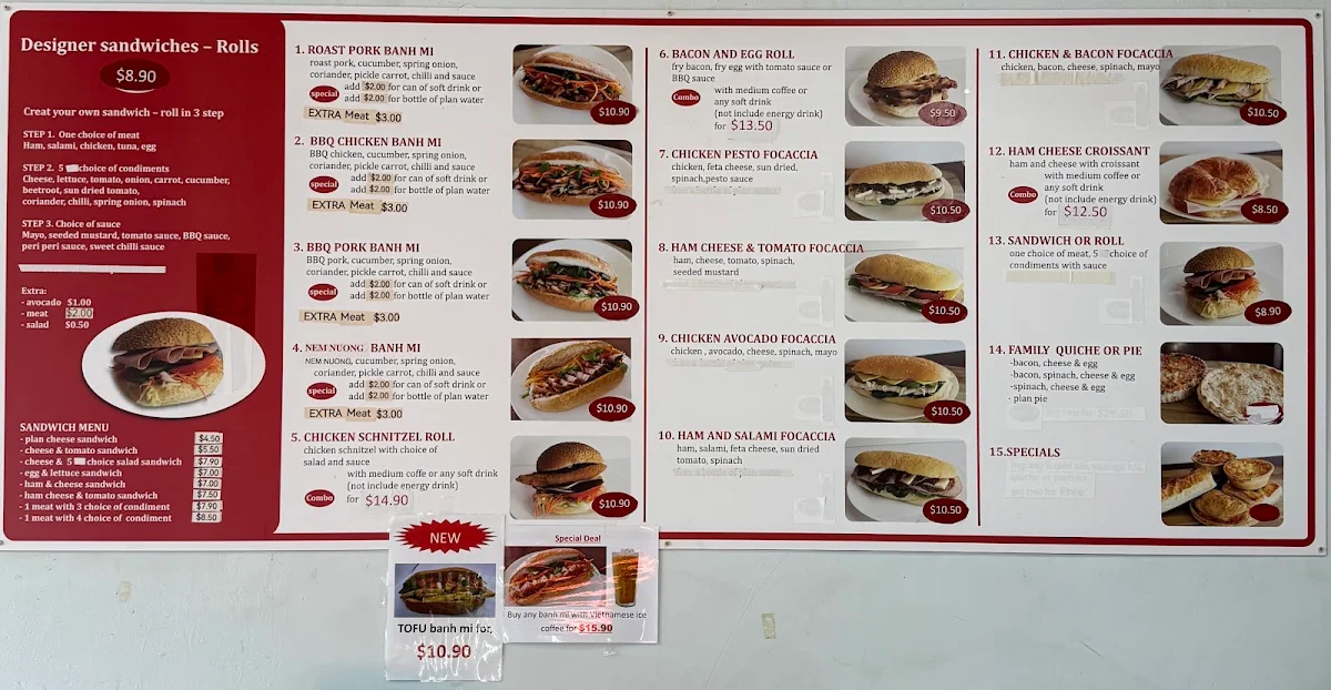 Menu, Ashwood Bakery