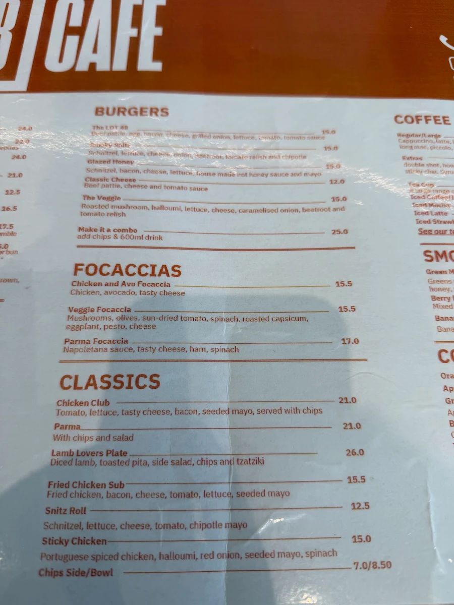 Menu, LOT48 Cafe Wallan
