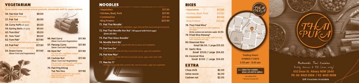 Menu, Thai Puka