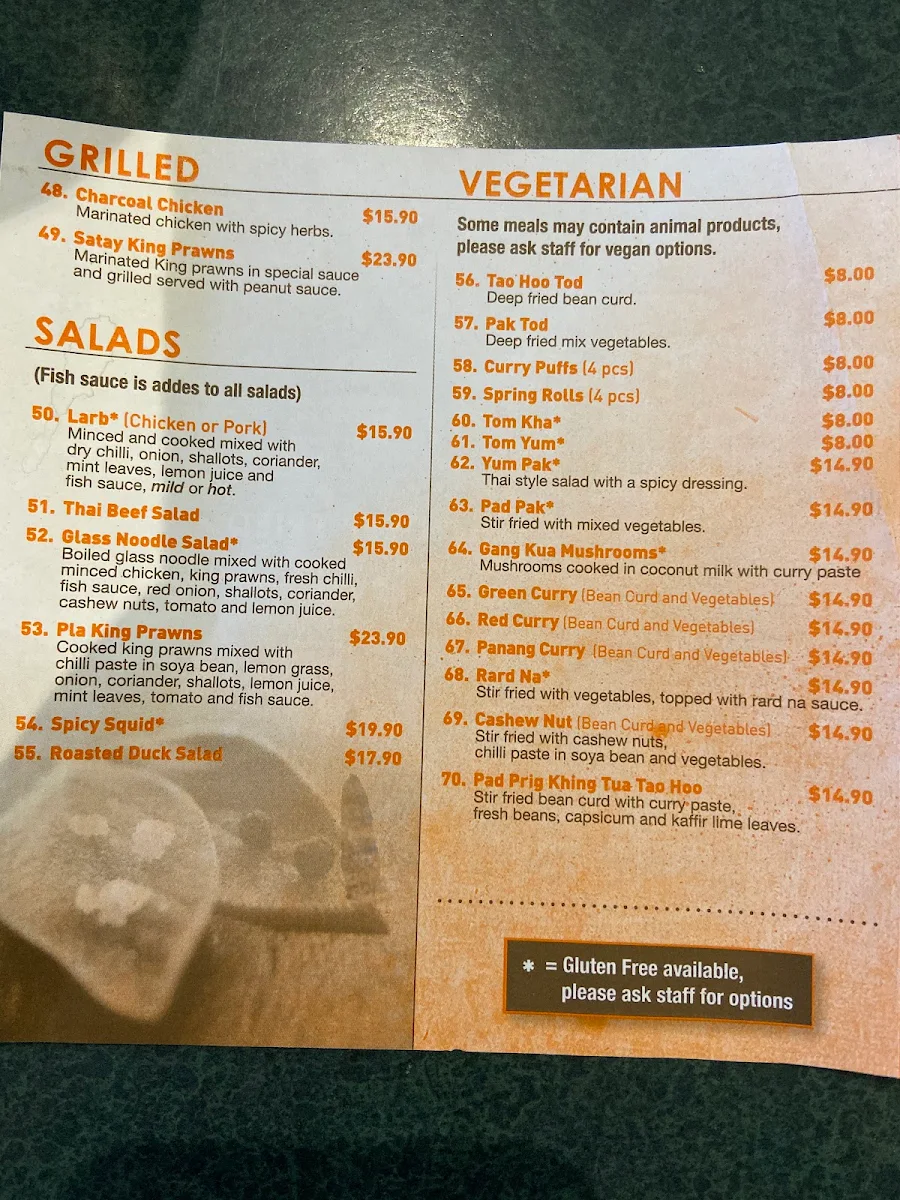 Menu, Thai Puka