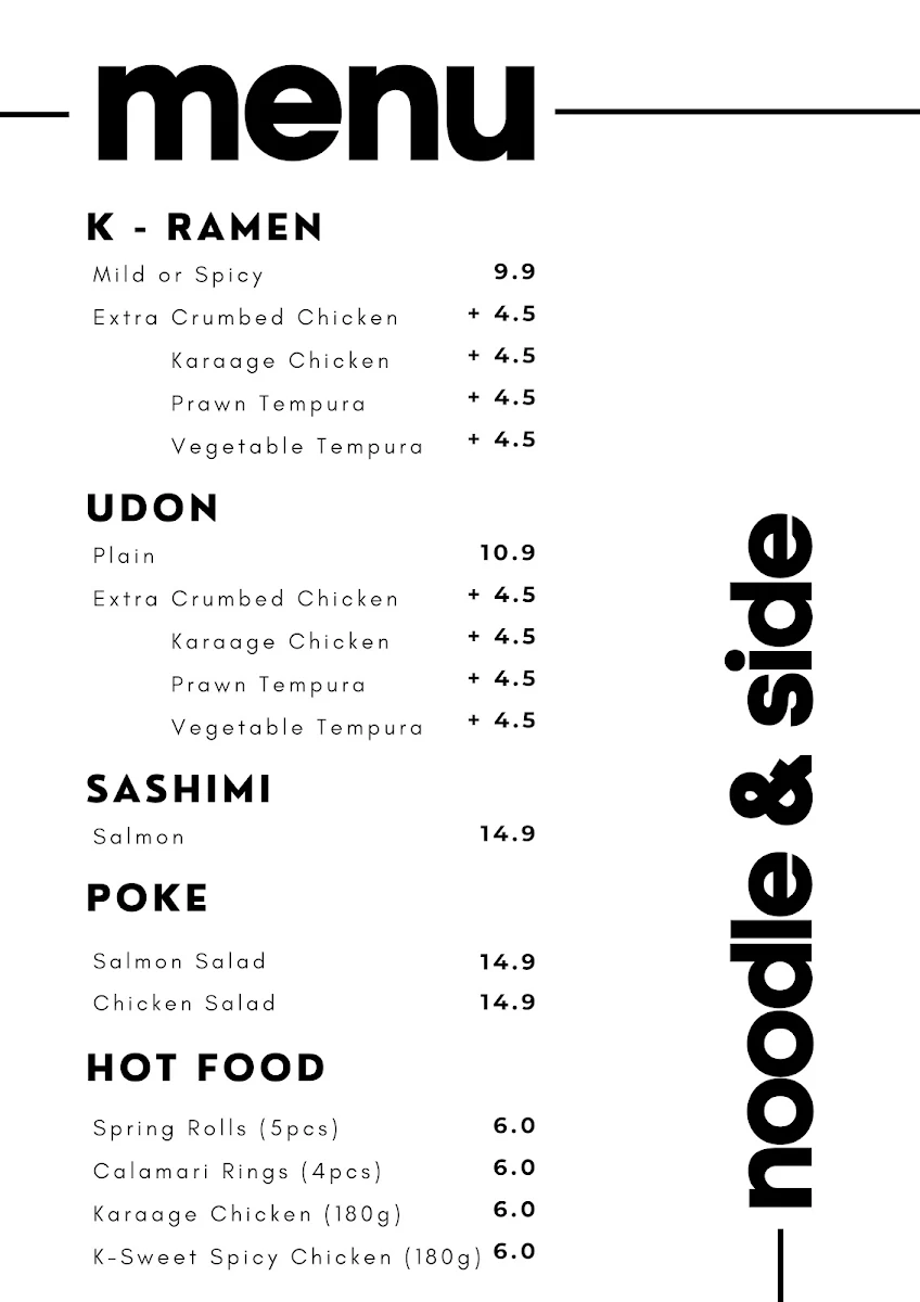 Menu, The Sushi Berrinba