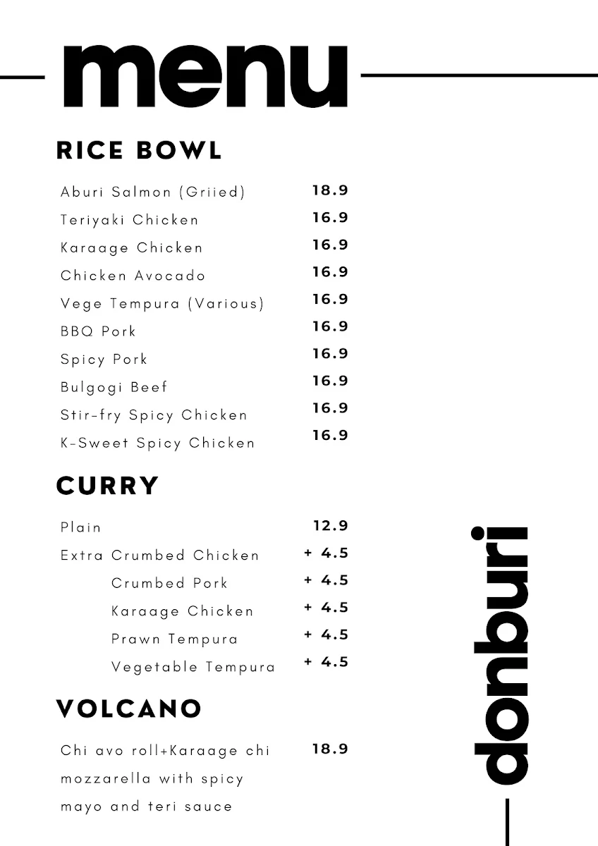 Menu, The Sushi Berrinba