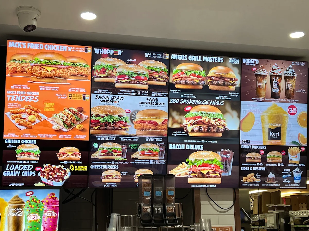 Menu, Hungry Jack's Burgers Kings Cross